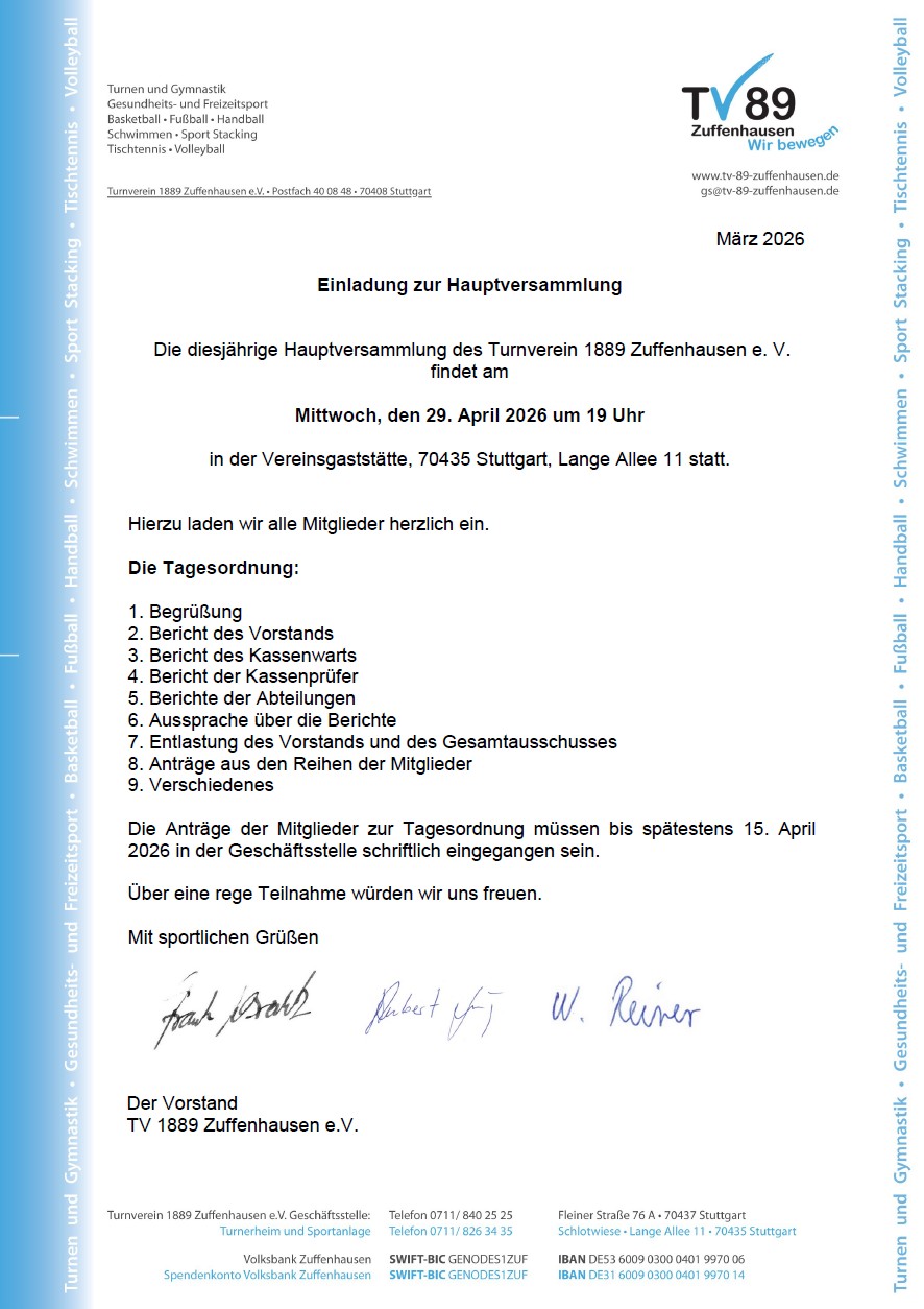 Hauptversammlung 2026